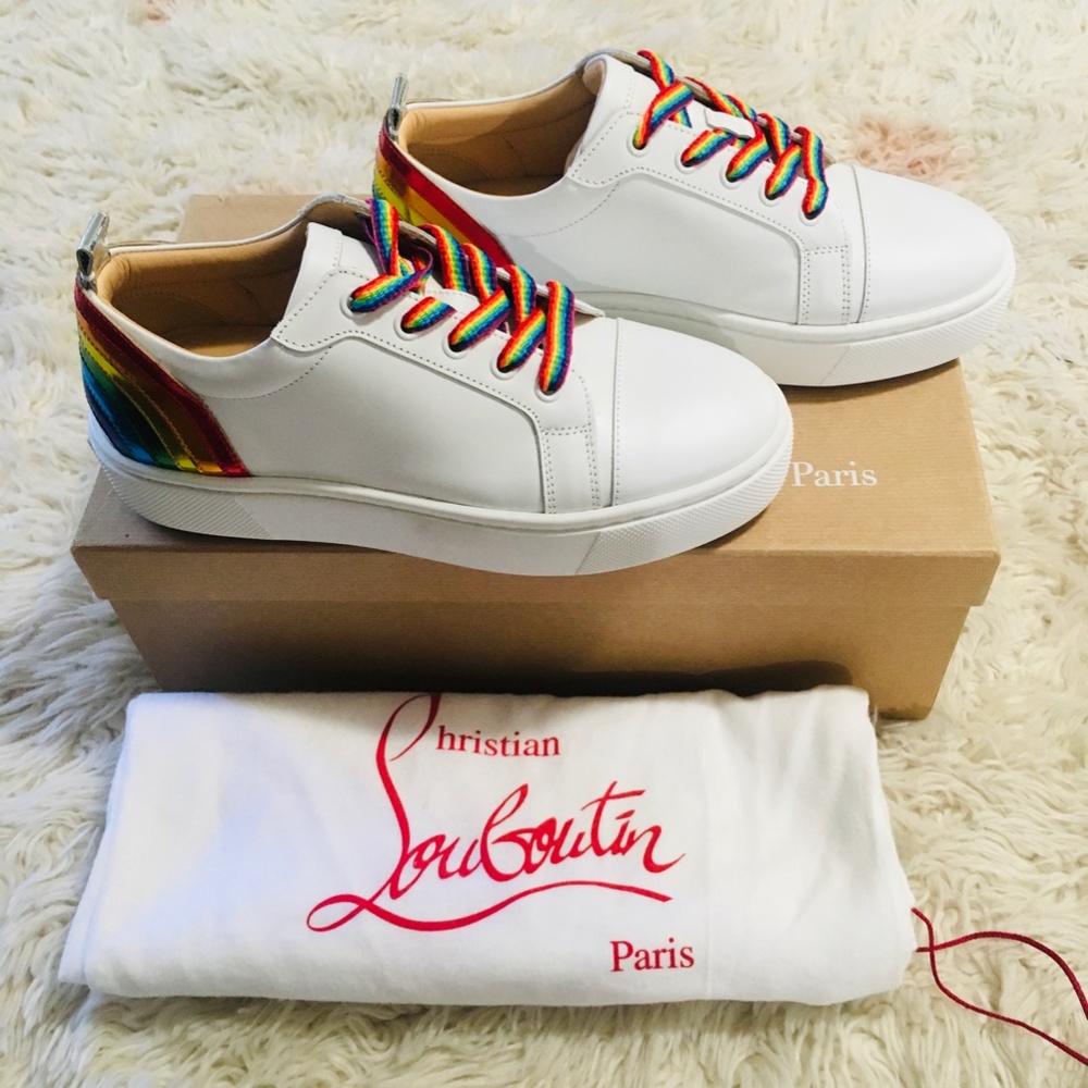 New Authentic CHRISTIAN LOUBOUTIN Arkenspeed Rainbow Low Top Sneaker